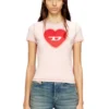 t-uncuties-long-s5 Slim T-shirt with heart print and studs t-uncuties-long-s5 Slim T-shirt with heart print and studs