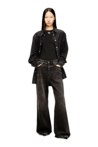 t-uncutieslong-ls-od Cotton sweater with Oval D logo