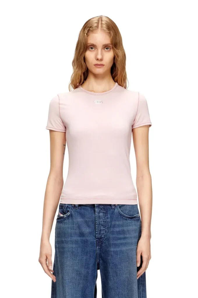 t-uncutieslong-od Slim-fit T-shirt with metallic Oval D t-uncutieslong-od Slim-fit T-shirt with metallic Oval D