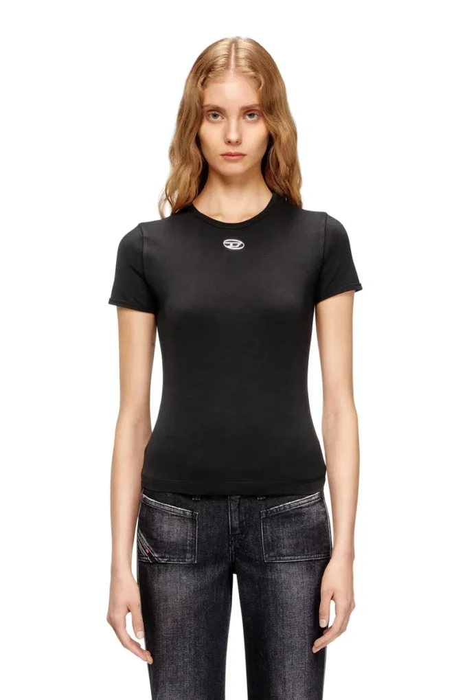t-uncutieslong-od Slim-fit T-shirt with metallic Oval D t-uncutieslong-od Slim-fit T-shirt with metallic Oval D