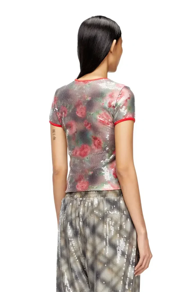 t-unkyel Skinny floral print jersey top with sequins t-unkyel Skinny floral print jersey top with sequins