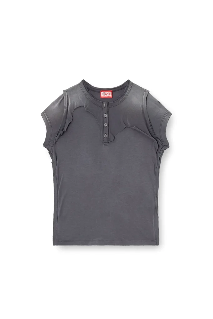 t-unrawy Henley T-shirt with peel-off effect t-unrawy Henley T-shirt with peel-off effect