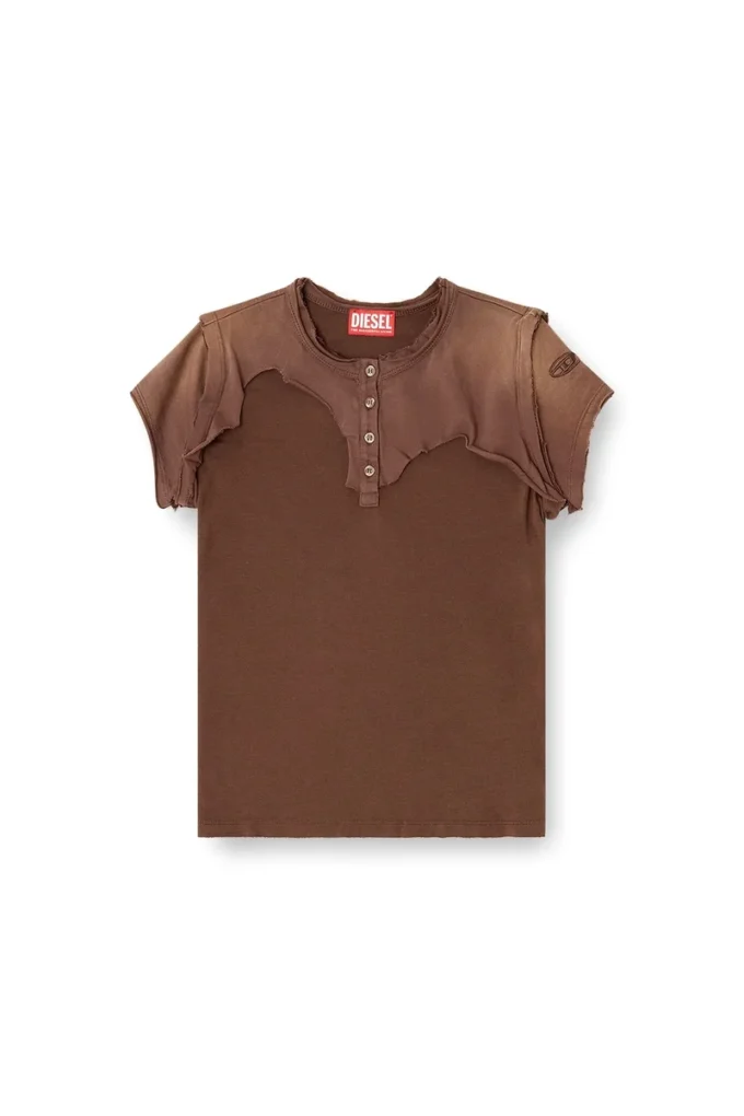 t-unrawy Henley T-shirt with peel-off effect t-unrawy Henley T-shirt with peel-off effect