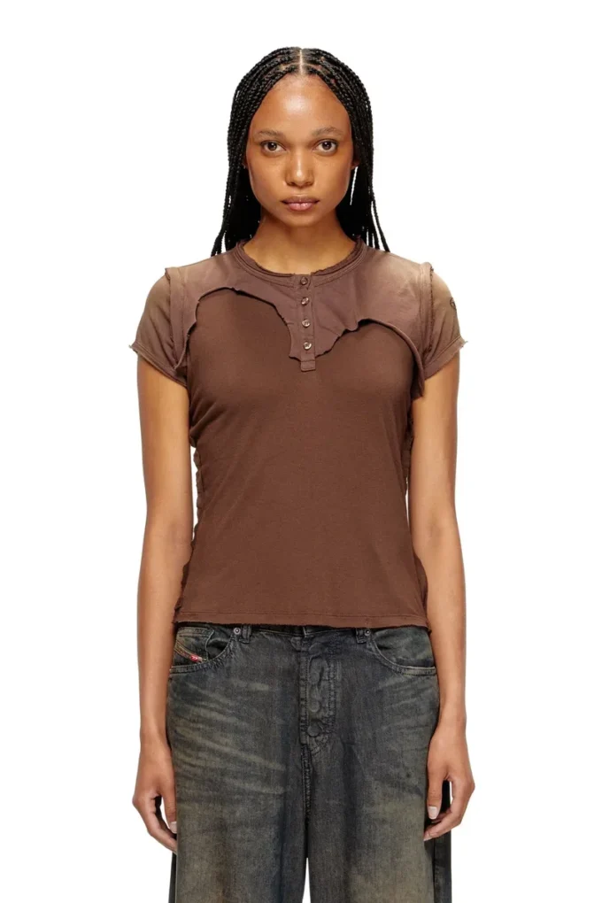 t-unrawy Henley T-shirt with peel-off effect t-unrawy Henley T-shirt with peel-off effect