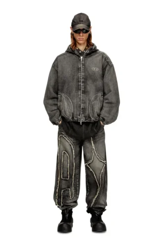 thugjack Hooded jacket in faded denim