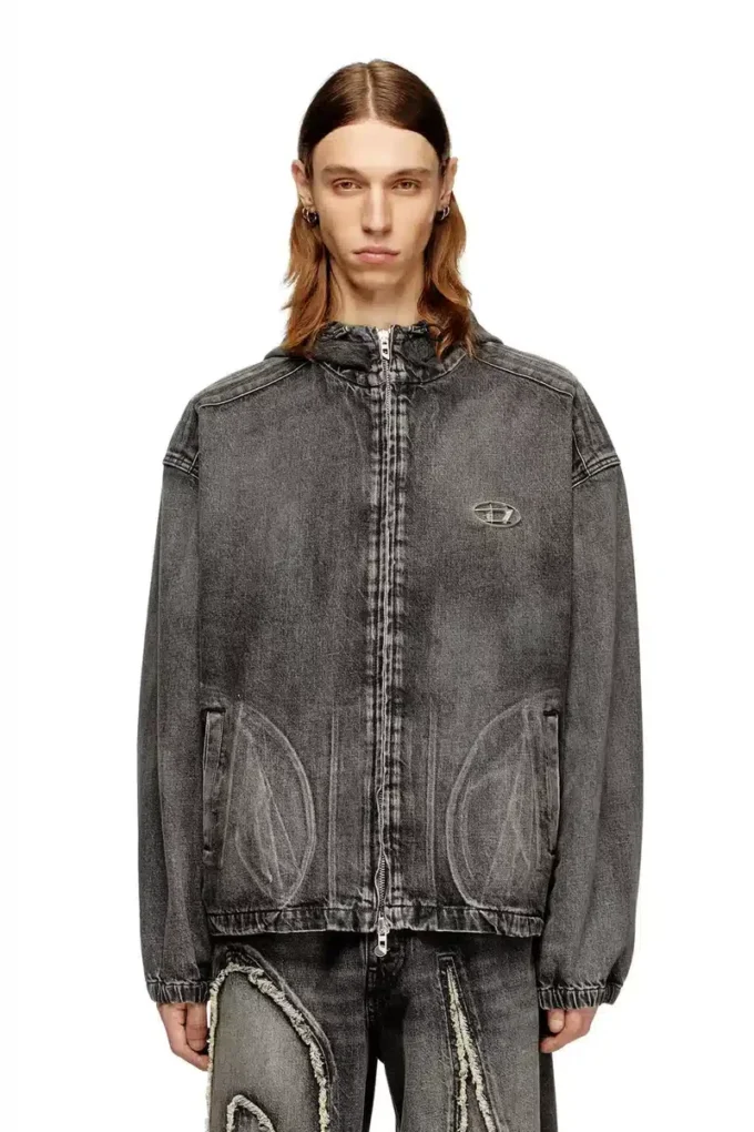 thugjack Hooded jacket in faded denim thugjack Hooded jacket in faded denim