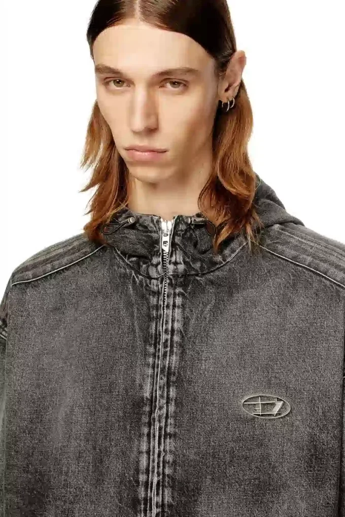 thugjack Hooded jacket in faded denim thugjack Hooded jacket in faded denim
