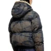 w-aves-fur Hooded puffer jacket in dirt-effect camo denim w-aves-fur Hooded puffer jacket in dirt-effect camo denim