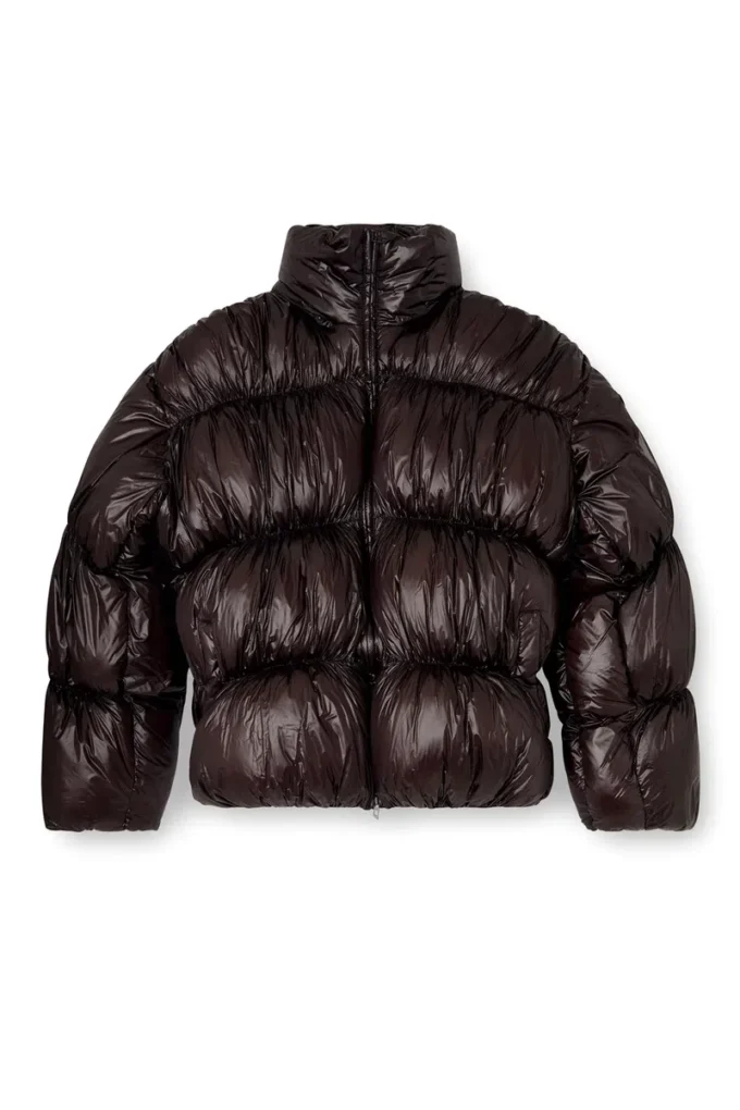 w-choco Hooded down jacket with bubble effect w-choco Hooded down jacket with bubble effect