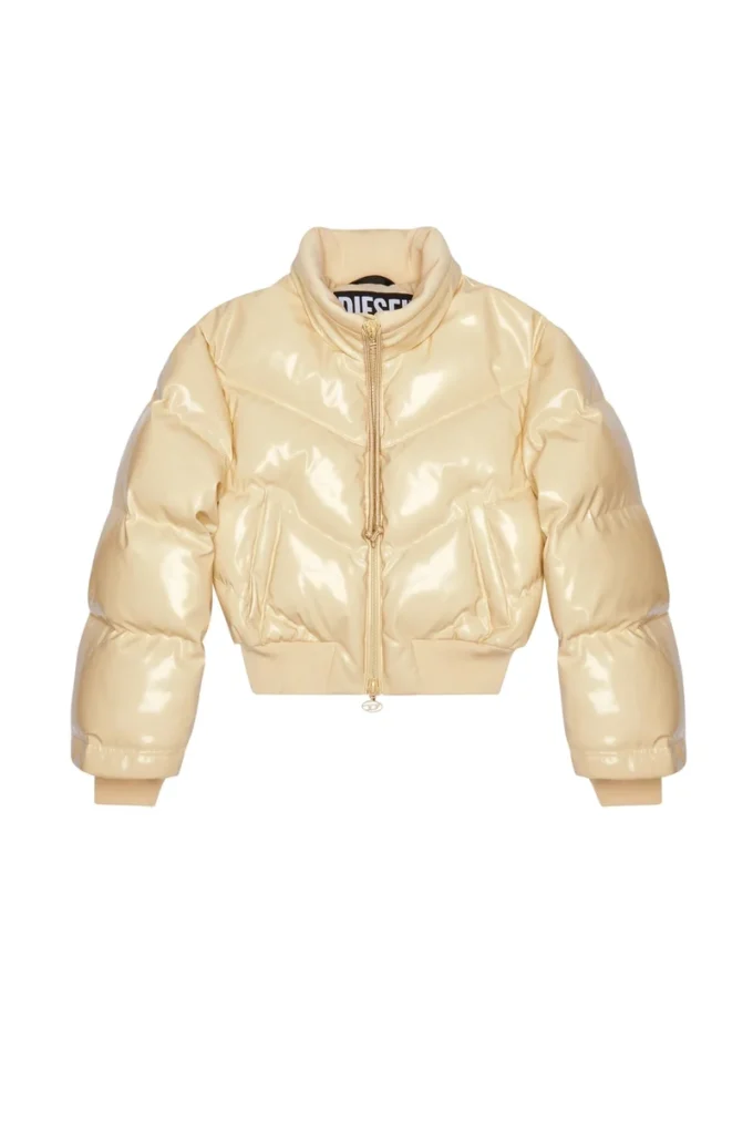 w-crema Quilted-vinyl down bomber jacket w-crema Quilted-vinyl down bomber jacket
