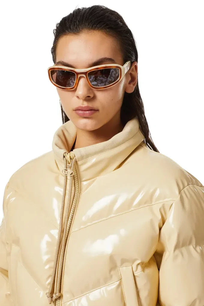w-crema Quilted-vinyl down bomber jacket w-crema Quilted-vinyl down bomber jacket