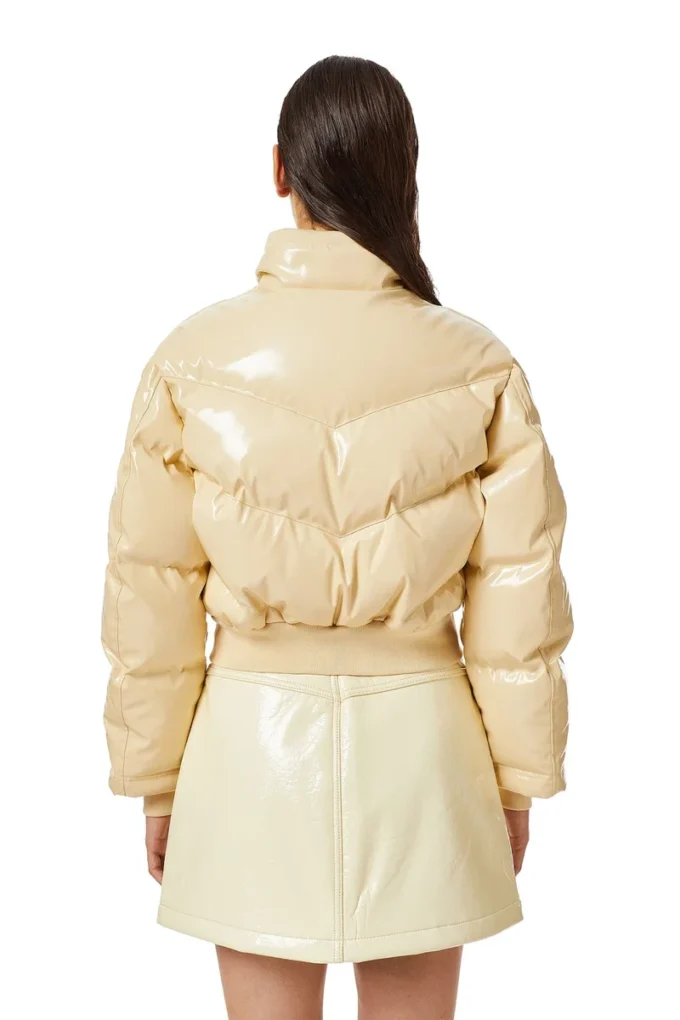 w-crema Quilted-vinyl down bomber jacket w-crema Quilted-vinyl down bomber jacket