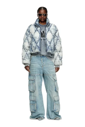 w-histel Puffer jacket in argyle-quilted devoré shell