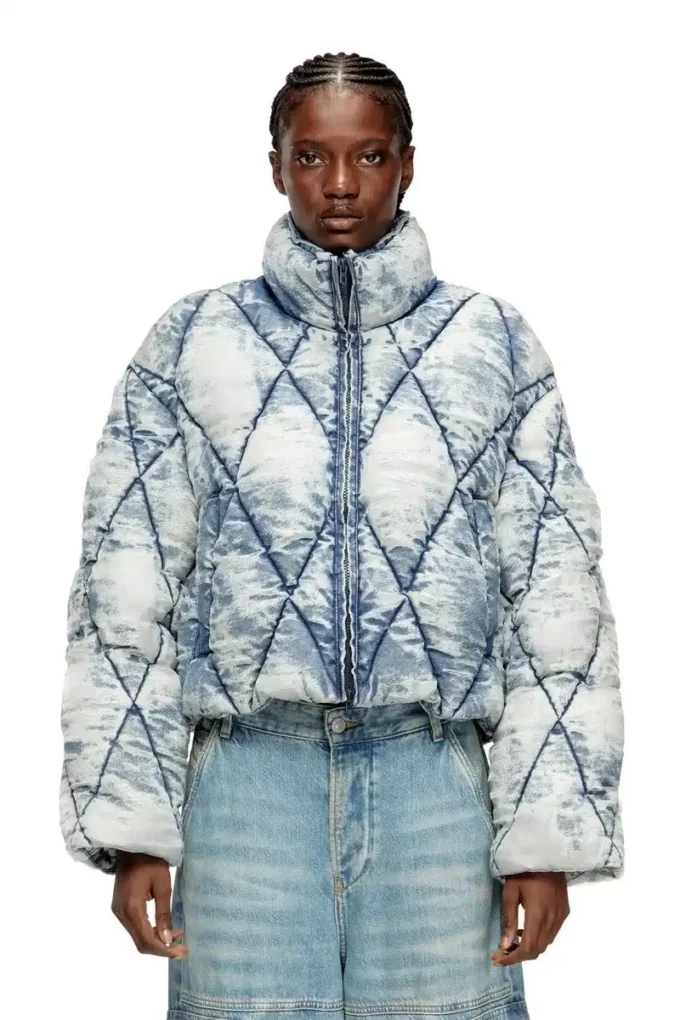 w-histel Puffer jacket in argyle-quilted devoré shell w-histel Puffer jacket in argyle-quilted devoré shell