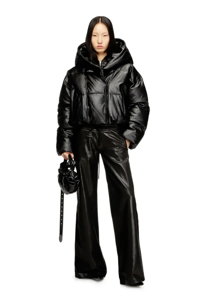 w-illey Hooded puffer jacket in coated fabric