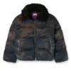 w-johns Puffer jacket in dirt-effect camo denim w-johns Puffer jacket in dirt-effect camo denim