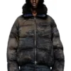 w-johns Puffer jacket in dirt-effect camo denim w-johns Puffer jacket in dirt-effect camo denim