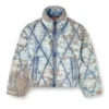 w-kons Padded jacket in argyle-quilted devoré denim