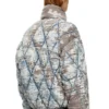 w-kons Padded jacket in argyle-quilted devoré denim