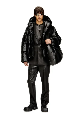 w-myley Hooded puffer jacket in coated fabric