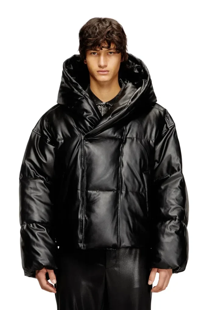 w-myley Hooded puffer jacket in coated fabric