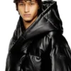 w-myley Hooded puffer jacket in coated fabric