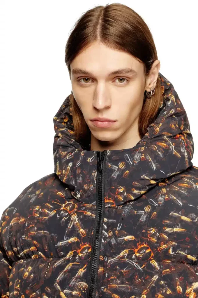 w-spider Hooded puffer jacket with spider print w-spider Hooded puffer jacket with spider print