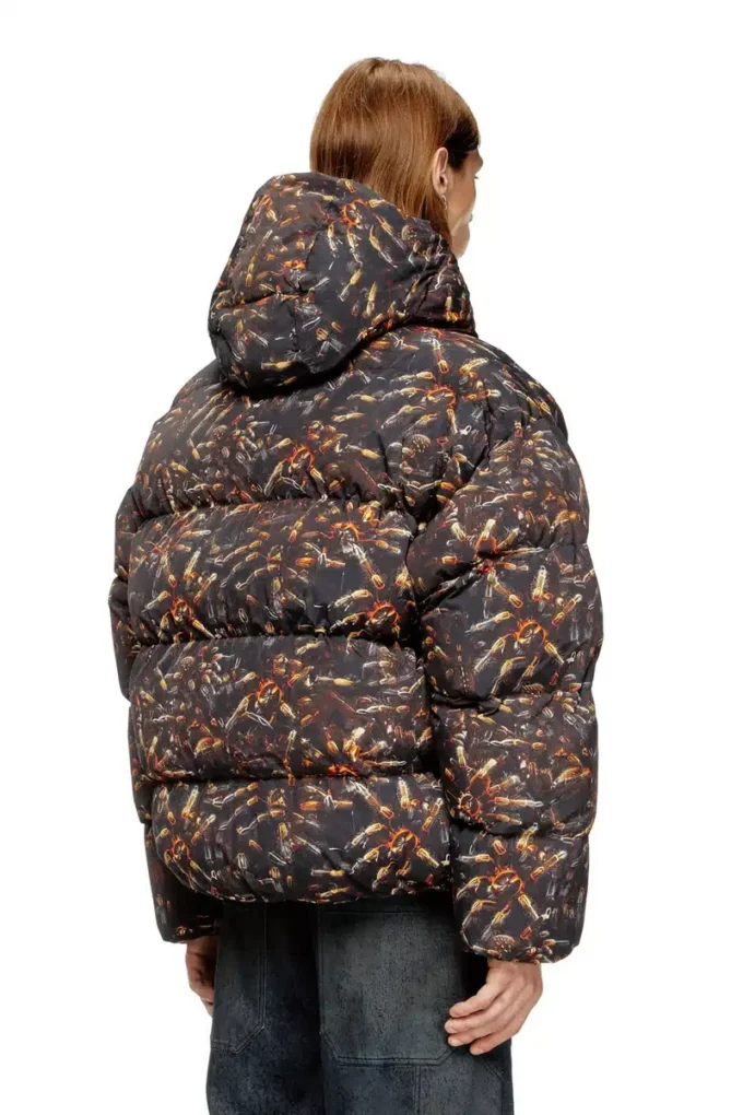 w-spider Hooded puffer jacket with spider print w-spider Hooded puffer jacket with spider print